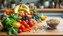 Healthy Fruits and Vegetables on a table