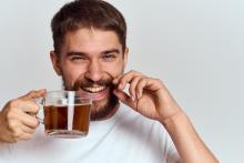 man drinking tea