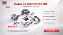 Bulletproof your rig with a premium Dana 44 High Steer Kit. This 1-ton DIY crossover steering setup includes flat top knuckles, billet arms, & heavy-duty joints.