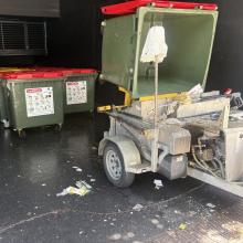 Dual head bin washing machine