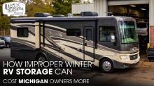 A Class A Motorhome Parked Outside of an RV Repair Shop