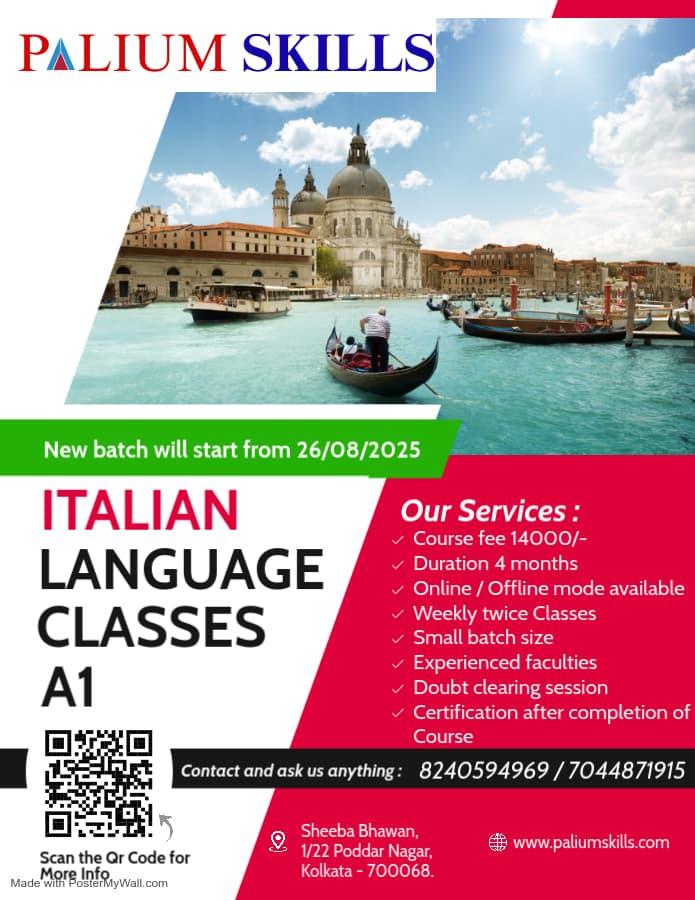 Best Italian Language Classes by Excellent faculty in Kolkata & Live Online