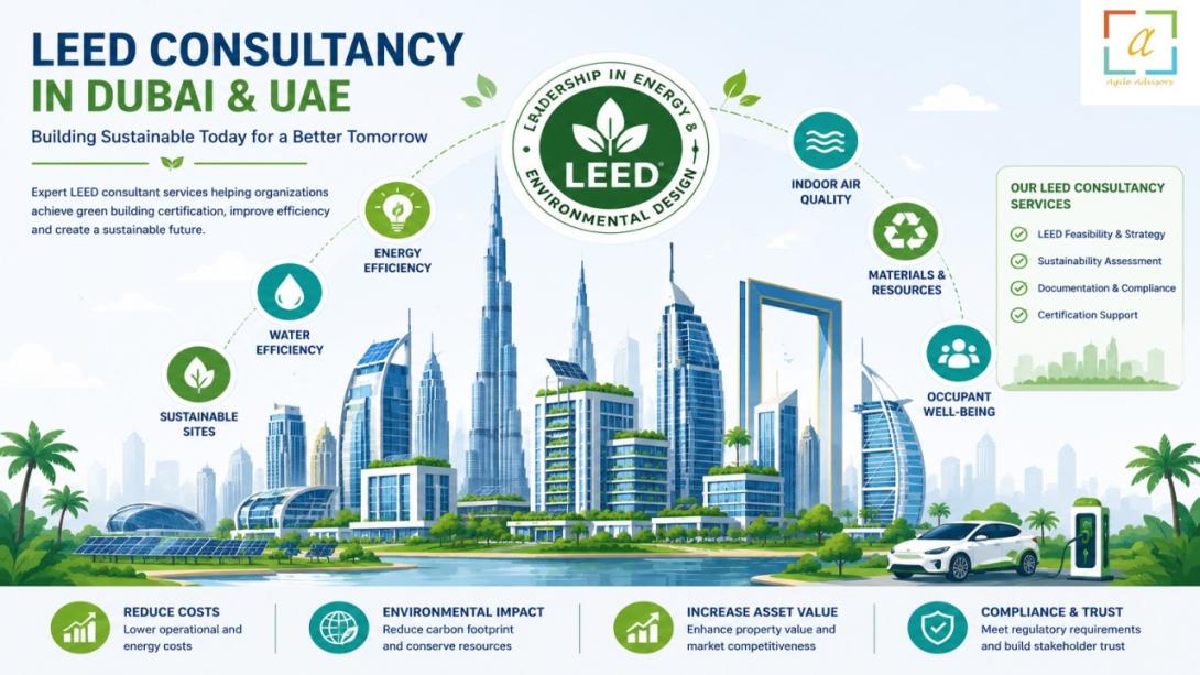 Learn how LEED Consultancy in Dubai and UAE helps organizations achieve sustainable building certification, improve environmental compliance, and enhance operational efficiency through expert LEED consultant support.