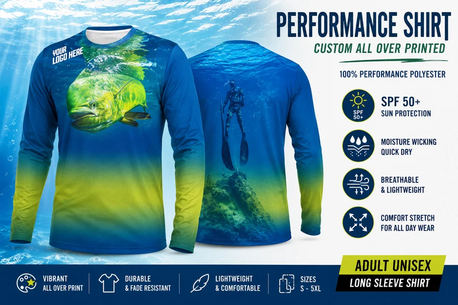 performance shirts, all-over printing